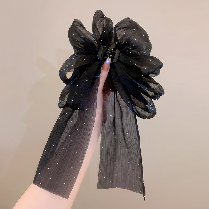 Super Fairy Cloud Polka Dot Grip Bow Mesh Barrettes
