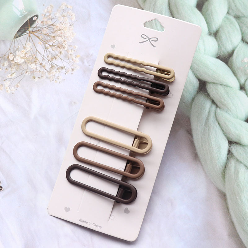 Coffee Color Series Barrettes Girl Side Clip Duckbill Clip Internet Celebrity