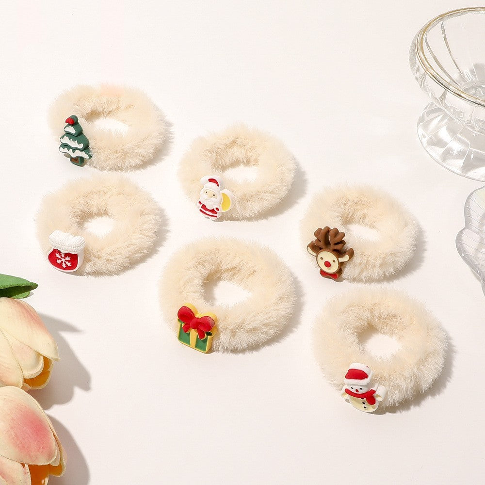 Cute Rabbit Furry Hair Ring Festive Atmosphere