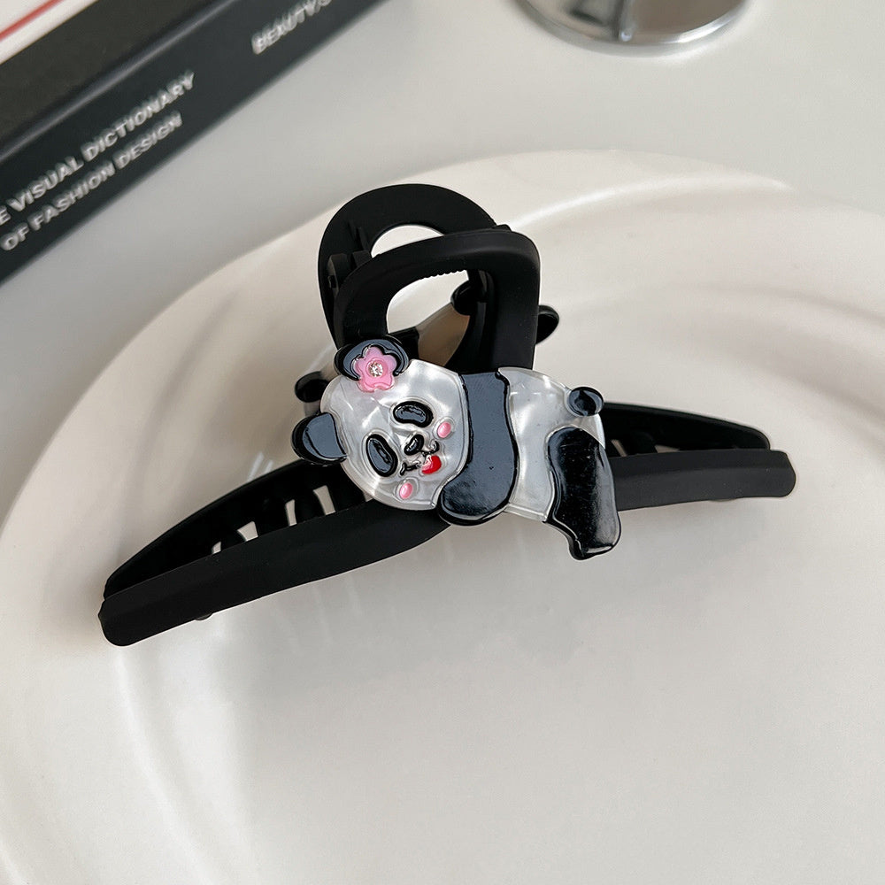 Plastic Cartoon Panda Acetate Grip Cute Animal Hair Claw Young Girl Personalized Barrettes Bang Side Shark Clip