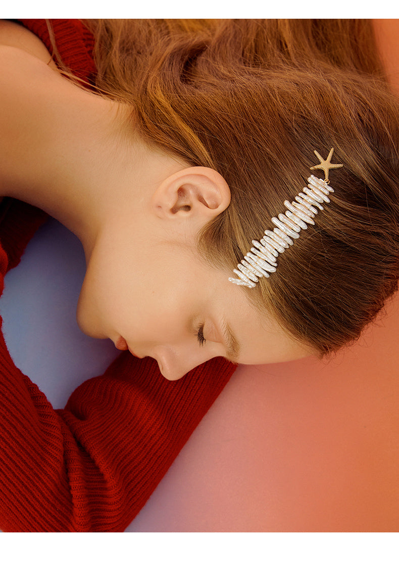 Popular Pearl starfish hairpin one word clip hair ornament
