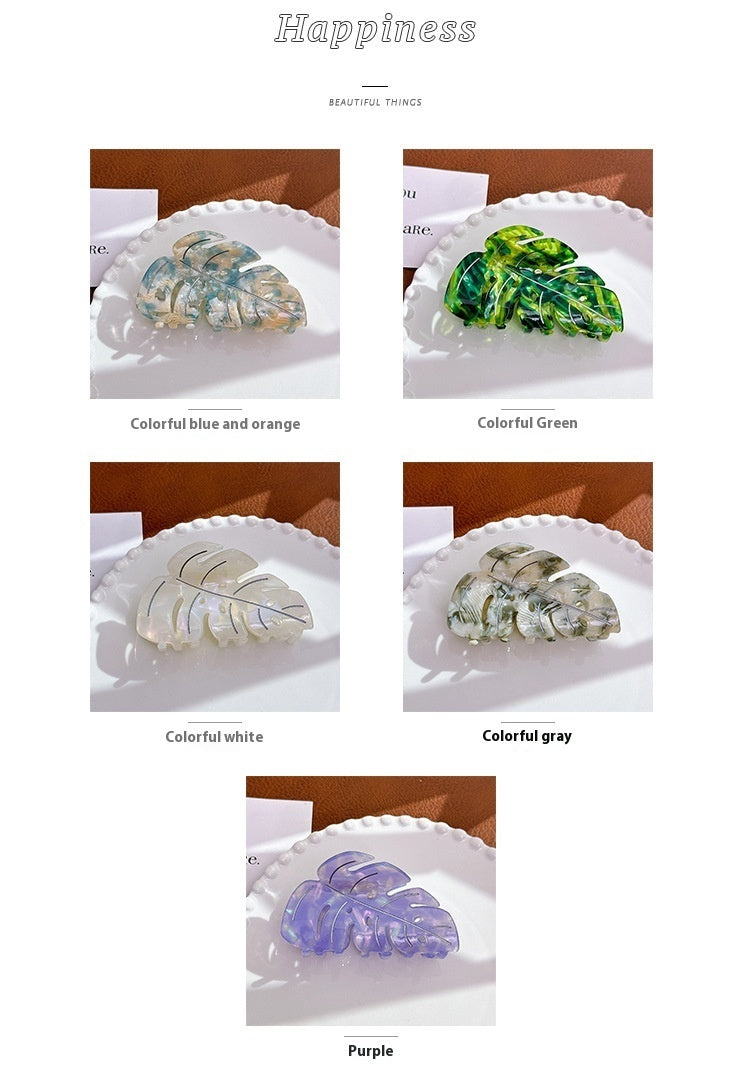 Creative Decorative Colorful Acetate Leaves Barrettes