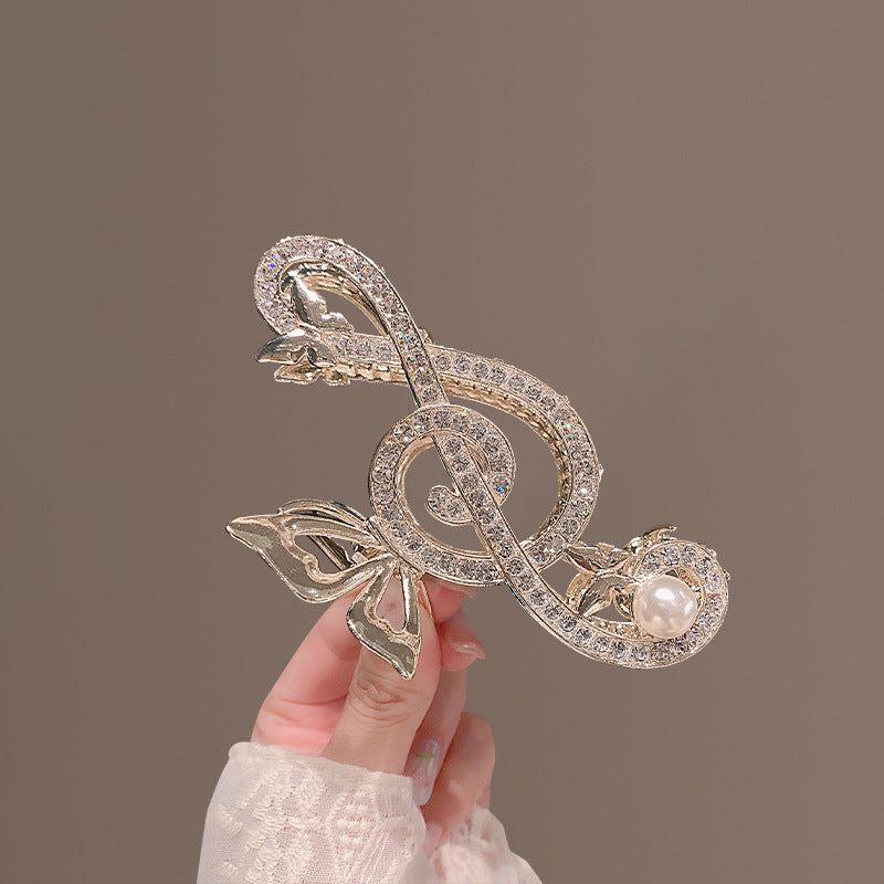 Rhinestone Note Barrettes Female Updo Back Head Grip High-grade Sense Shark Clip Hair Clip Grip Hair Volume More Summer