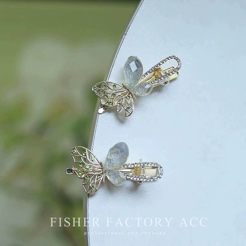 Opal Butterfly Barrettes Super Fairy Mini Side Bang Clip Forehead Broken Hair Little Clip