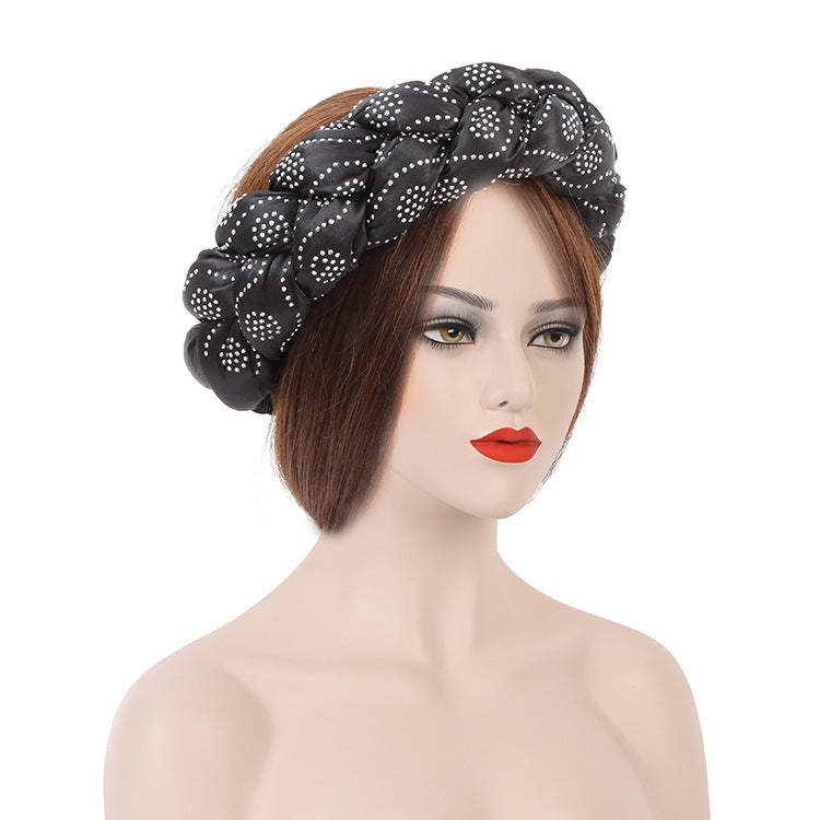 Satin Multicolor Perm Drill New Twist Braid Hairband Hair Ring