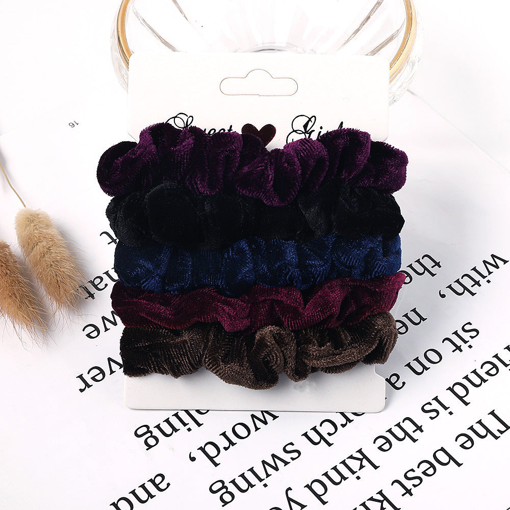 Simple Fabric Large Intestine Hair Ring Candy Color Hair Rope Large Intestine Ring Set