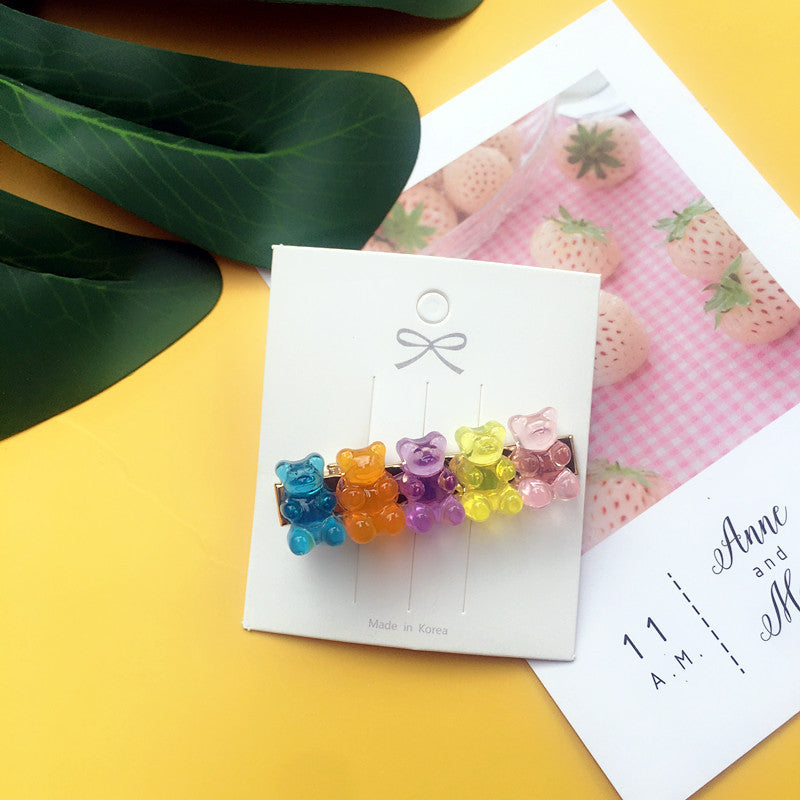Acrylic Jelly Bear Candy Color Hair Clip