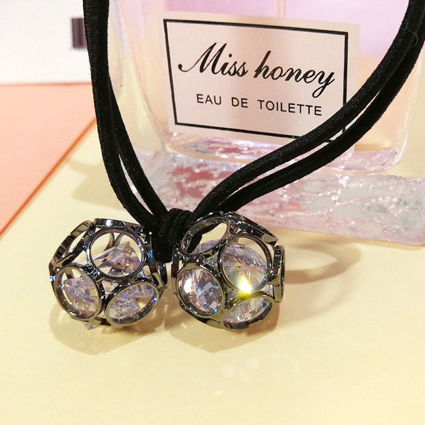 hair accessories headdress new alloy zircon hair ring  double ball rubber band hair rope