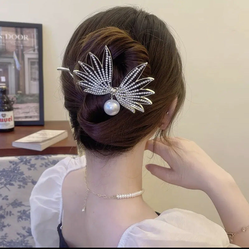 Best Leaf Pearl Rhinestone Twist Clip Hair Curler