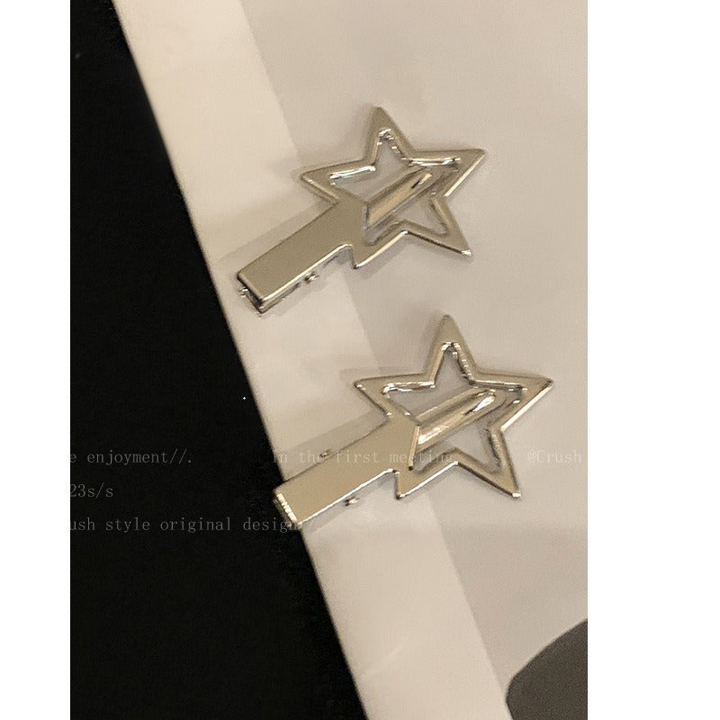 Japanese And Korean Simple Pentagram Barrettes Side