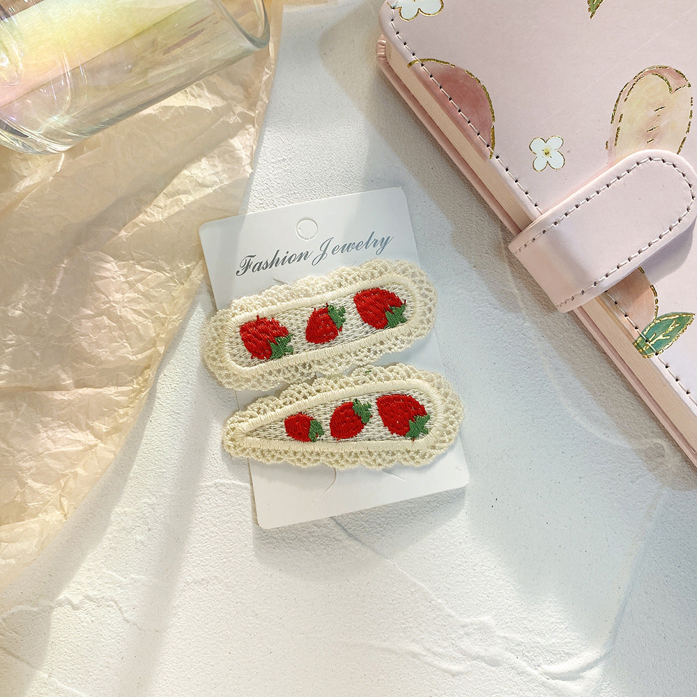 Children's Barrettes Fabric Korean Fruit Knitting