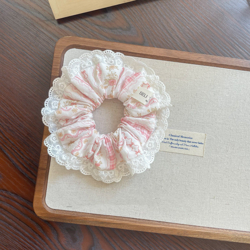 English Sweet Girl Large Intestine Hair Ring Original