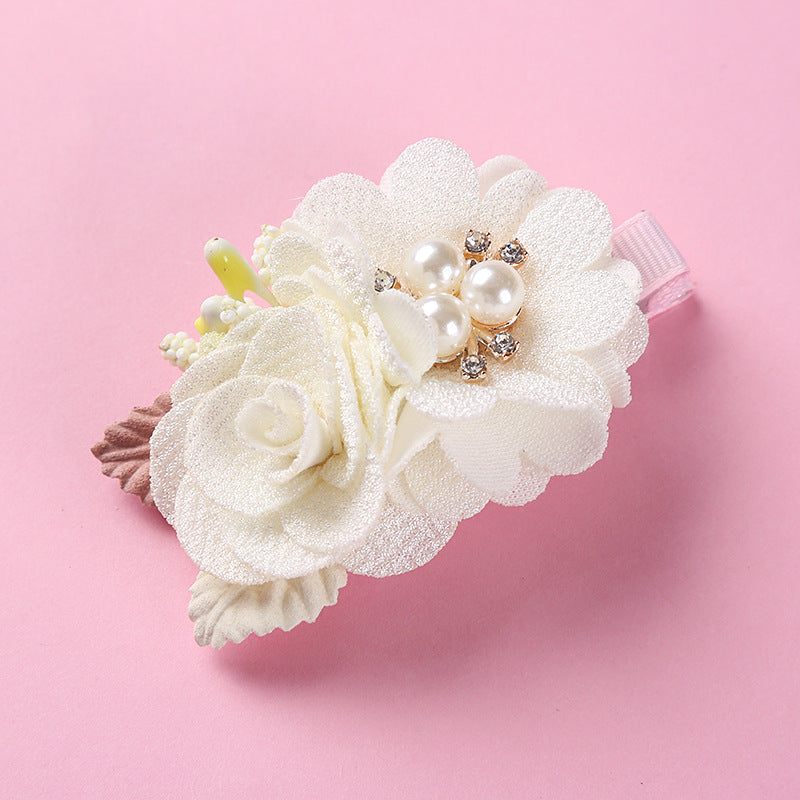 New Three-dimensional Flower Children's Pearl Hair Clip