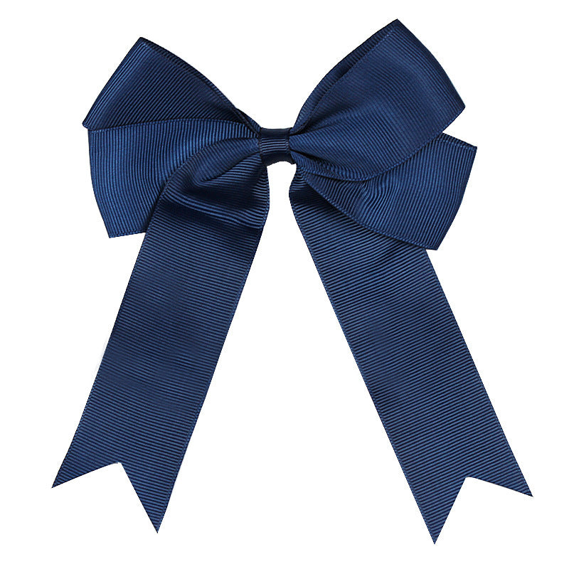 Handmade Long Floating Tail Solid Color Bow Children Barrettes