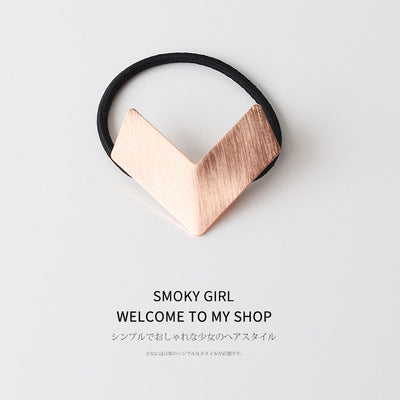 European And American Ins Cold Style Geometric Metal Brushed Hollow Hair Ring