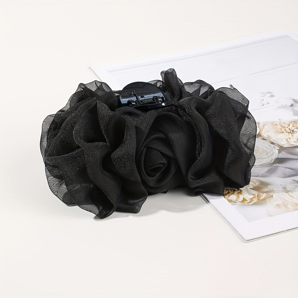 Chiffon Bow Barrettes Back Head Updo Hair Claw
