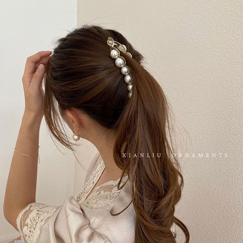 Best Horsetail Clip Banana Clip Large Pearl Hair Clip