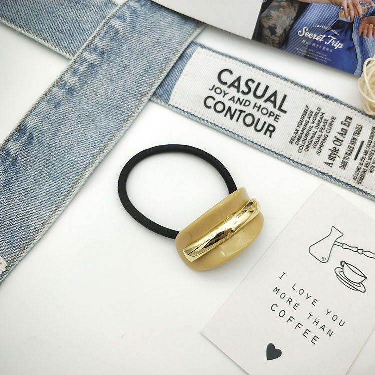 South Korea Fall And Winter Creative Niche Alloy Geometric Semi-arc Resin Hair Ring