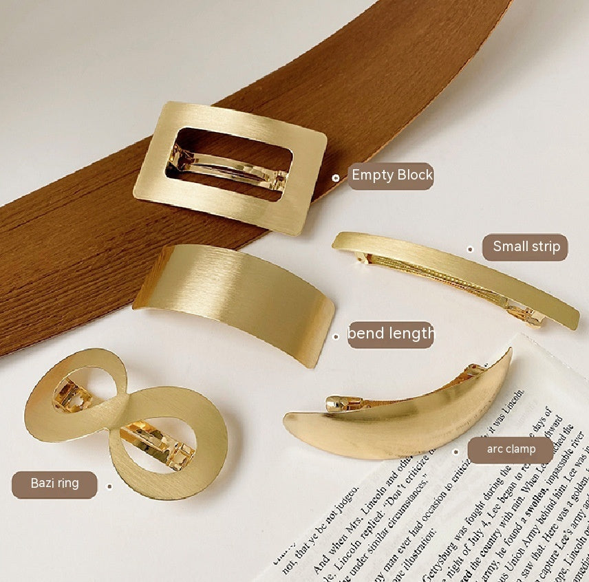 Geometric Metal Brushed Barrettes Spring Clip
