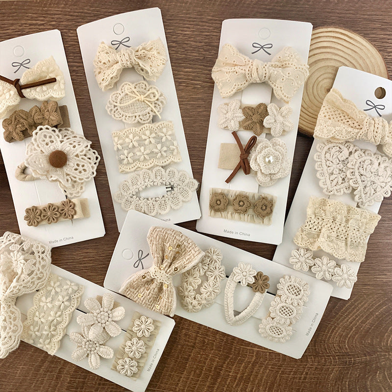 Fabric Lace Barrettes 4 Pack Baby Flower Headwear