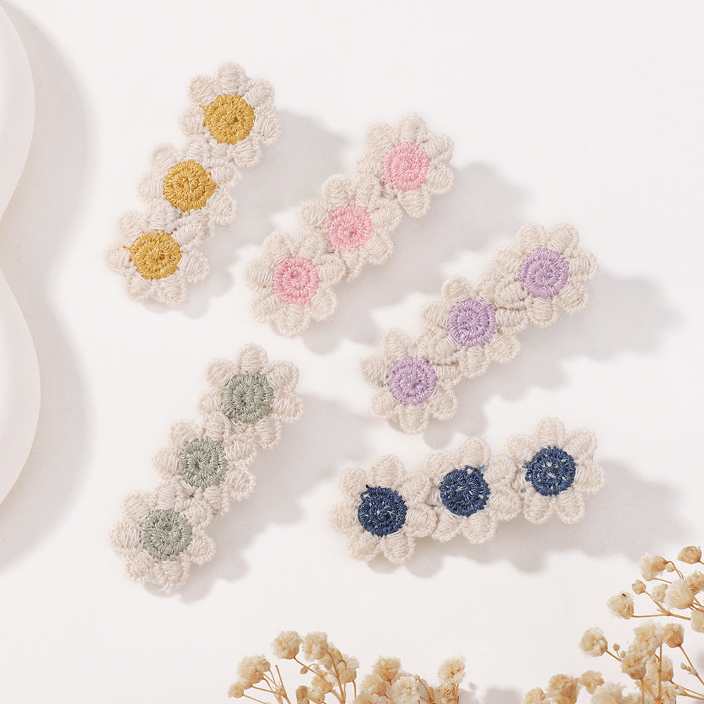 Retro Linen SUNFLOWER Children's Barrettes