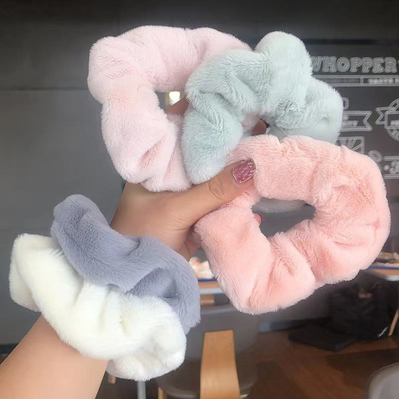 Plush Hair Ring Large Intestine Ring Candy Color Hair Rope