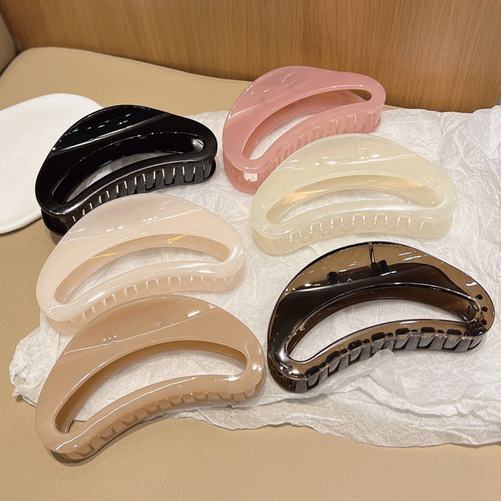 Simple Large Hollow Jelly Crescent Barrettes