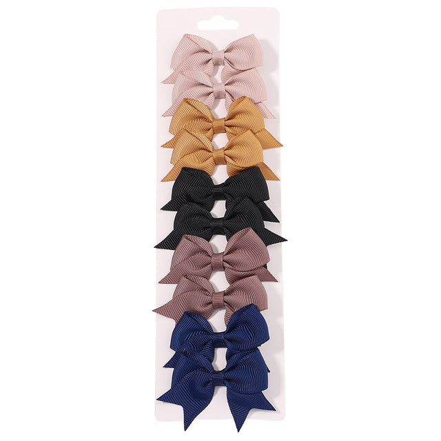 Solid Color Ribbon Bow Hair Clip Set