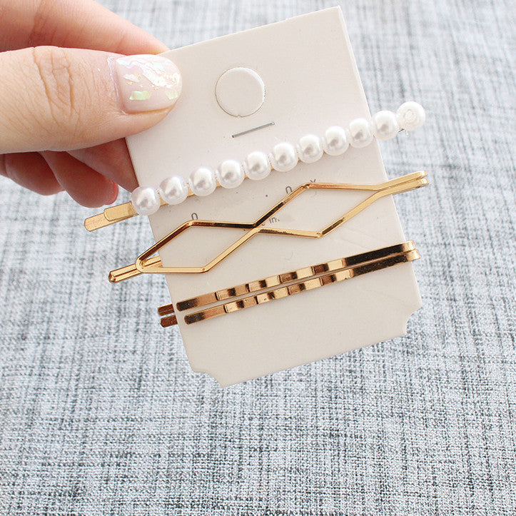 Alloy Pearl Liu Seaside Clip A Word Clip Hairpin Hair Accessories