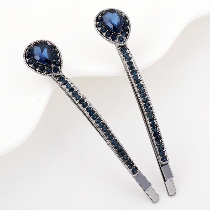 Water Drop Diamond Hair Accessories Simple Temperament Pure Color Barrettes