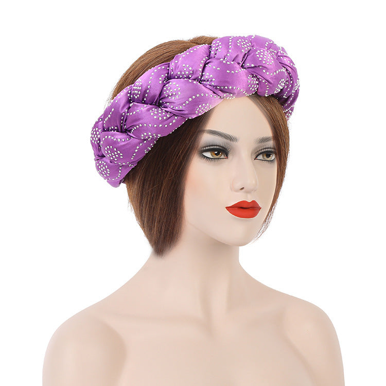 Satin Multicolor Perm Drill New Twist Braid Hairband Hair Ring