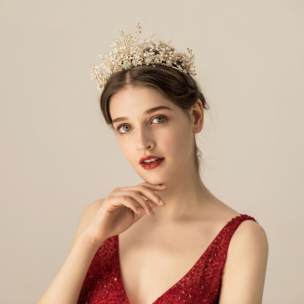Popular Multi-layer Rice Beads Rhinestone Bridal Headwear