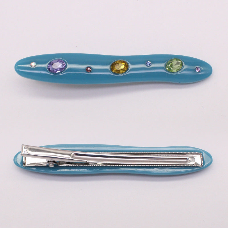 Women's Candy Color Resin Diamond Drop Oil Barrettes