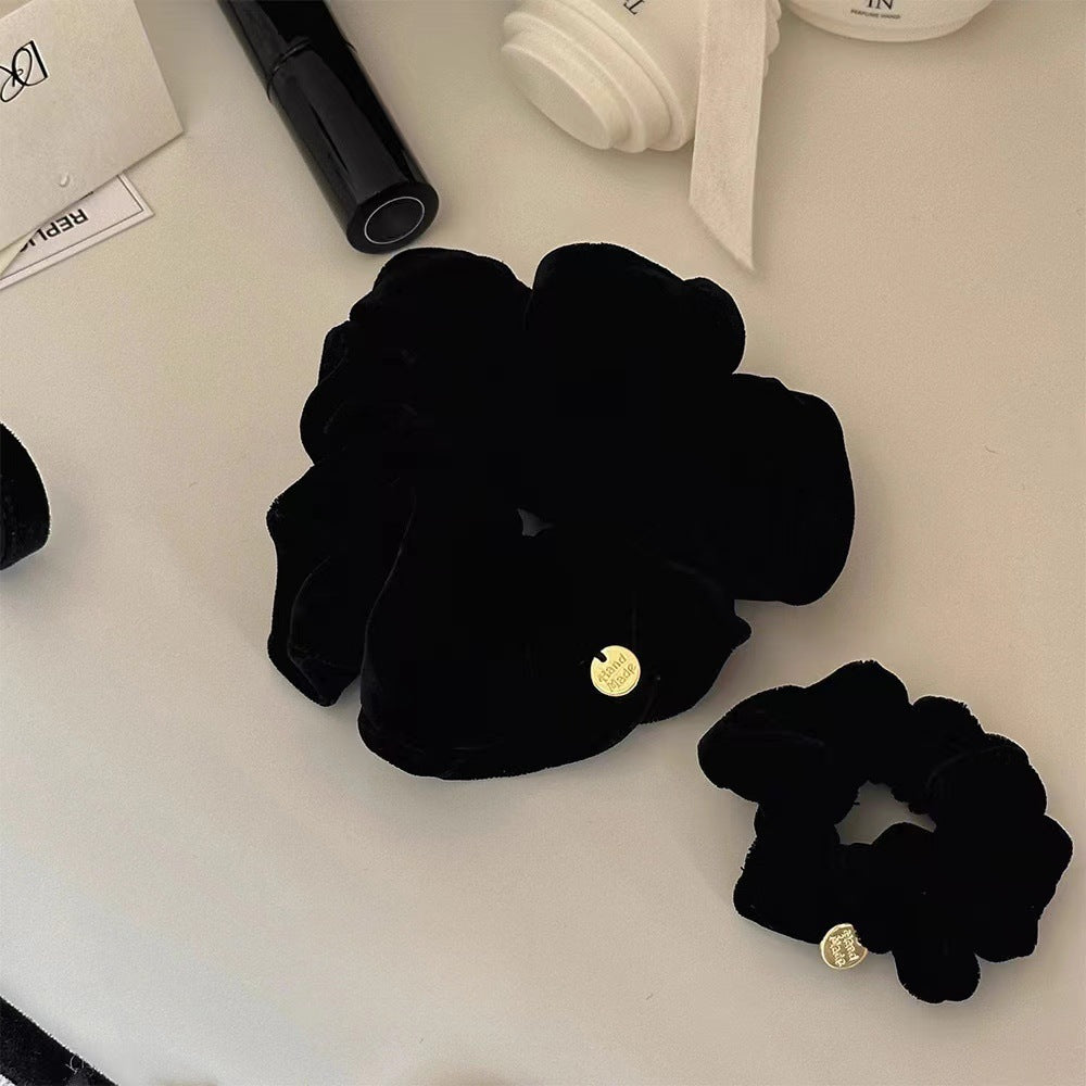 High-end Simple All-match Large Intestine Hair Ring Black Velvet