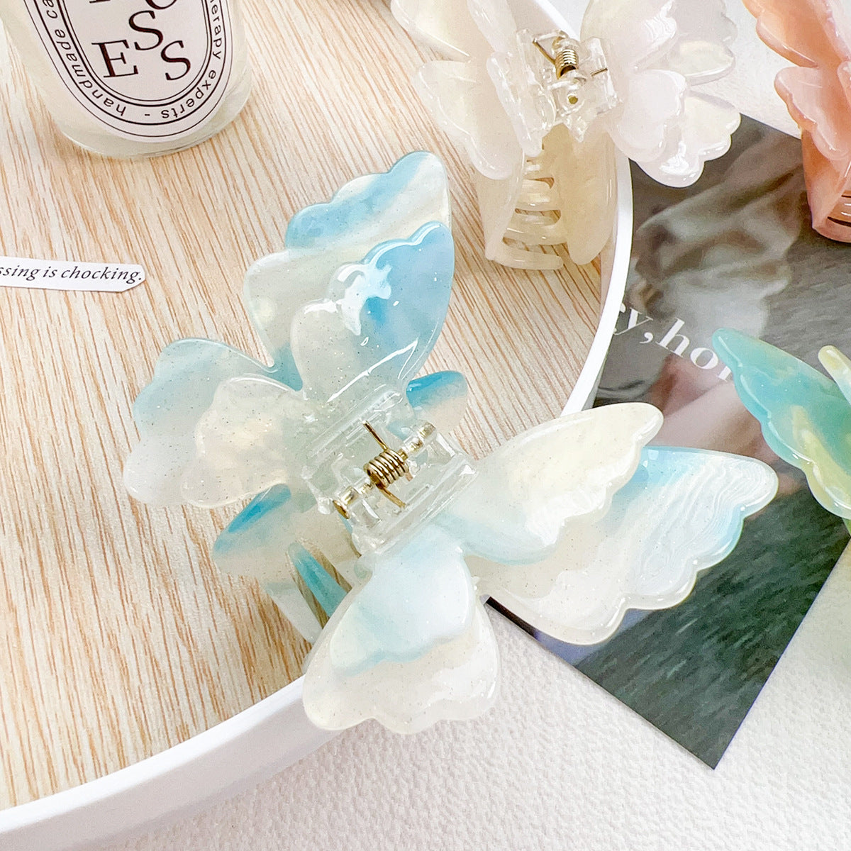 French High-end Double-layer Butterfly Color Hair Clip