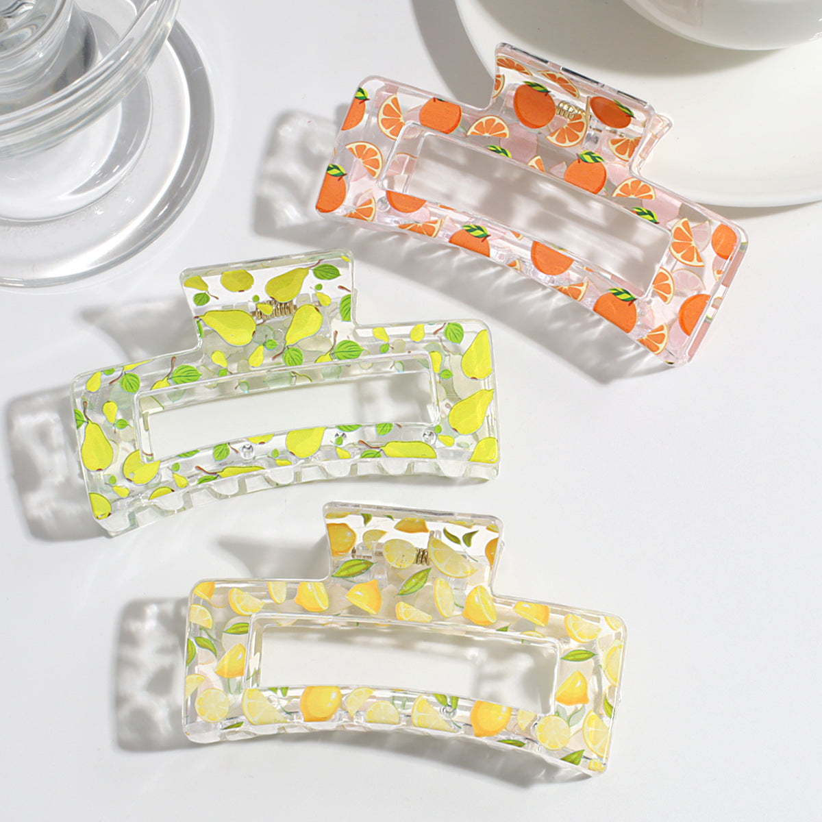 Transparent Fruit Grip Simple Commute All-match Updo Hairclip