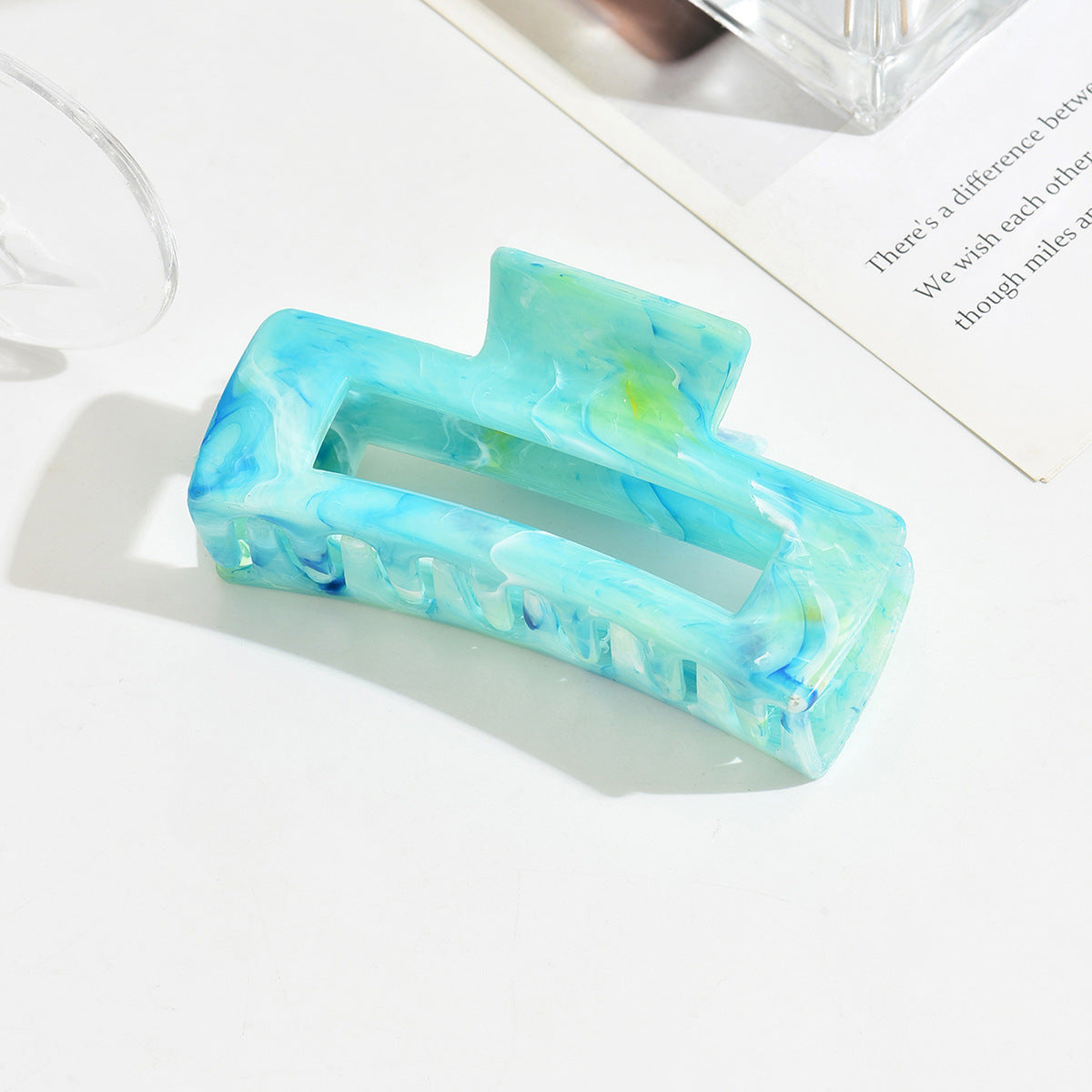 Women's Summer Marble Color Rectangular Barrettes
