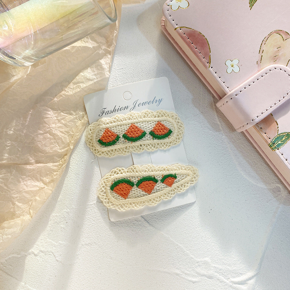 Children's Barrettes Fabric Korean Fruit Knitting