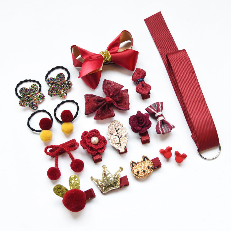 Children's Headdress Hair Clip Set Fabric Baby Hair Rope Side Clip