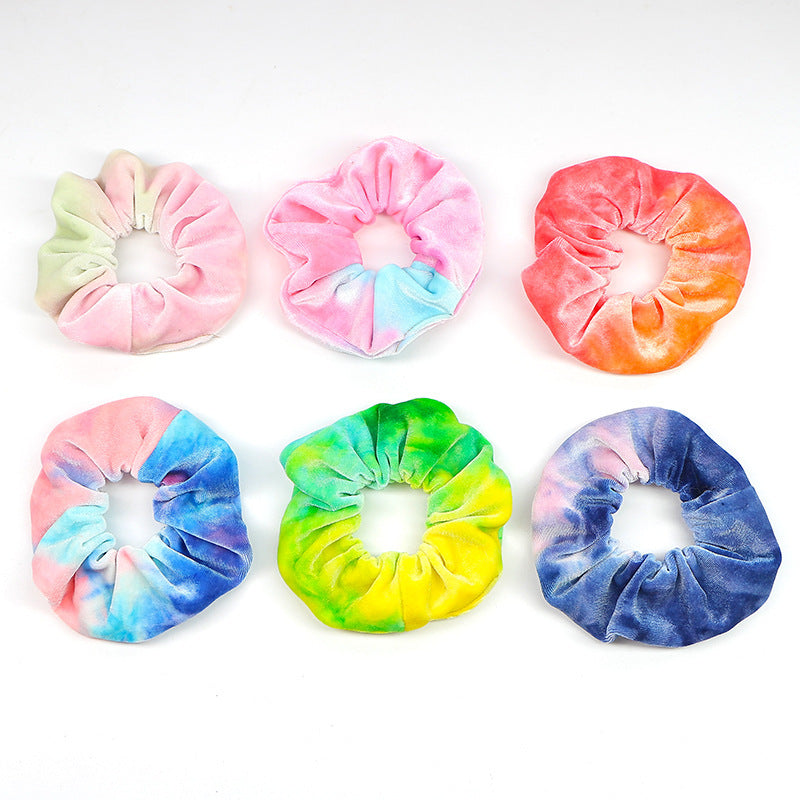 Gradient gold velvet cloth hair ring