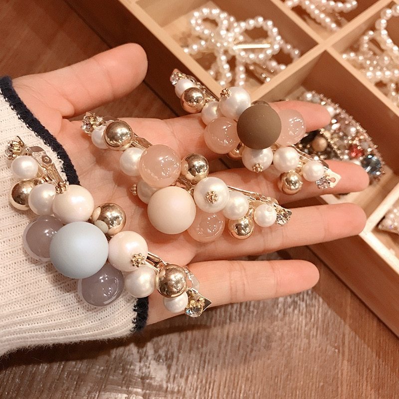 Net Red Hair Accessories Sweet Pearl Spring Clip