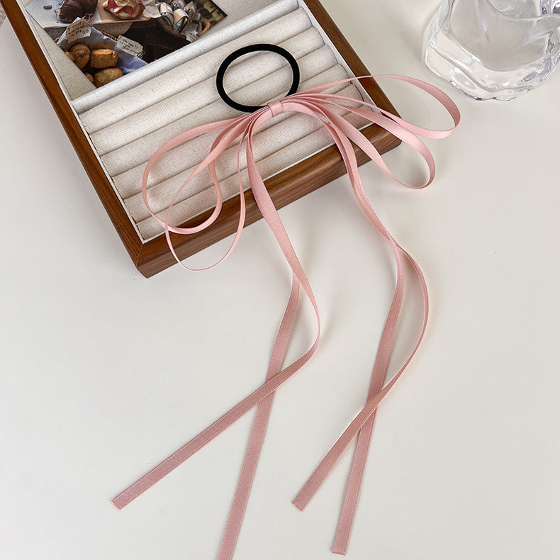 Simple Color Bow Headband Hair Band Tassel Hair Ring