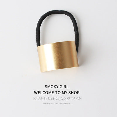 European And American Ins Cold Style Geometric Metal Brushed Hollow Hair Ring