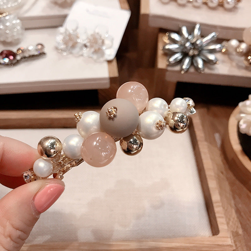 Net Red Hair Accessories Sweet Pearl Spring Clip