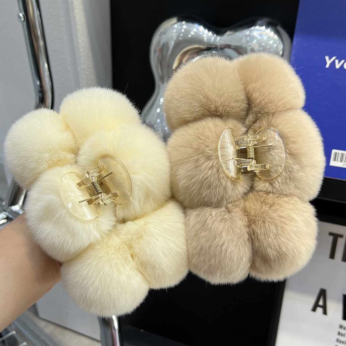 PINRex Rabbit Hair Ball Clip Large Hairpin Headwear
