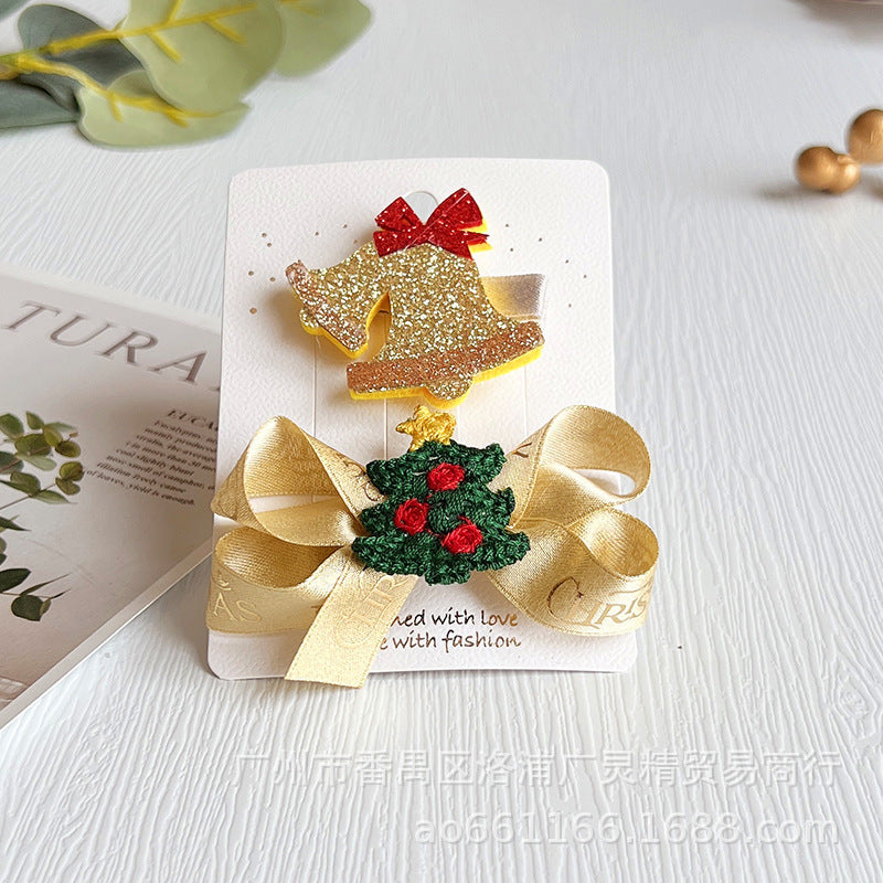 European And American Christmas Barrettes Bow Santa Claus Hair Accessories