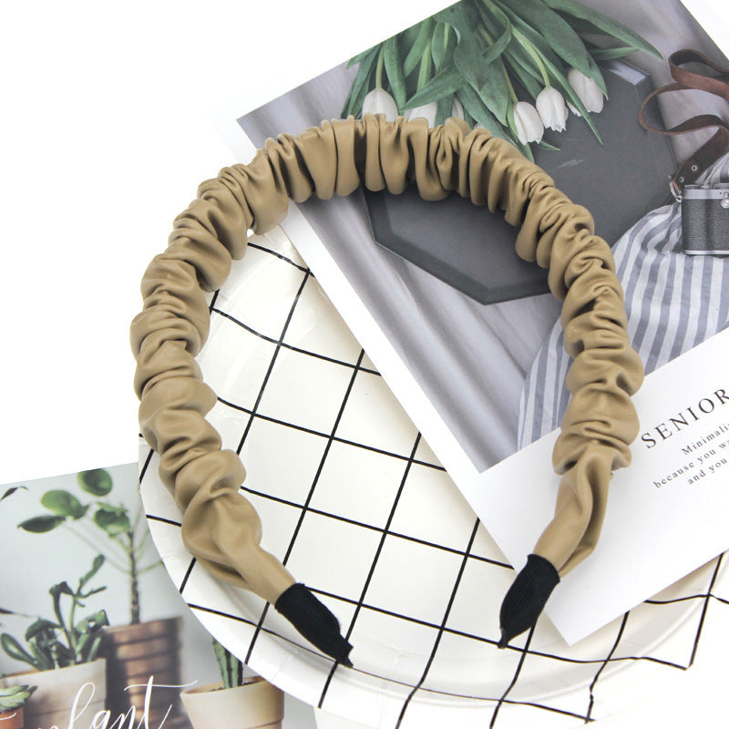 Folded Headband High-End Leather Simple And Versatile