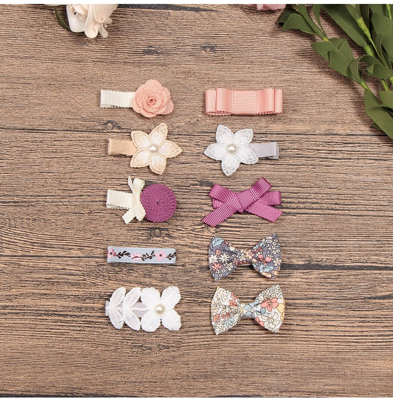 Japanese And Korean Girls Flower Bow Tie Children Korean Style Lace Pearl Barrettes Suit