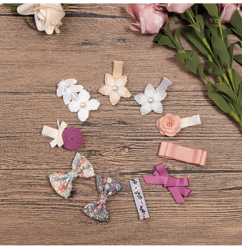 Japanese And Korean Girls Flower Bow Tie Children Korean Style Lace Pearl Barrettes Suit