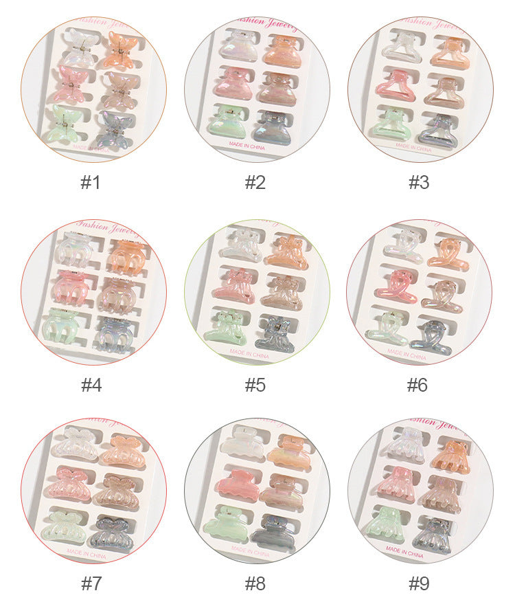 Korean Style Mini Claw Clip 6 Cards Jelly Color Barrettes